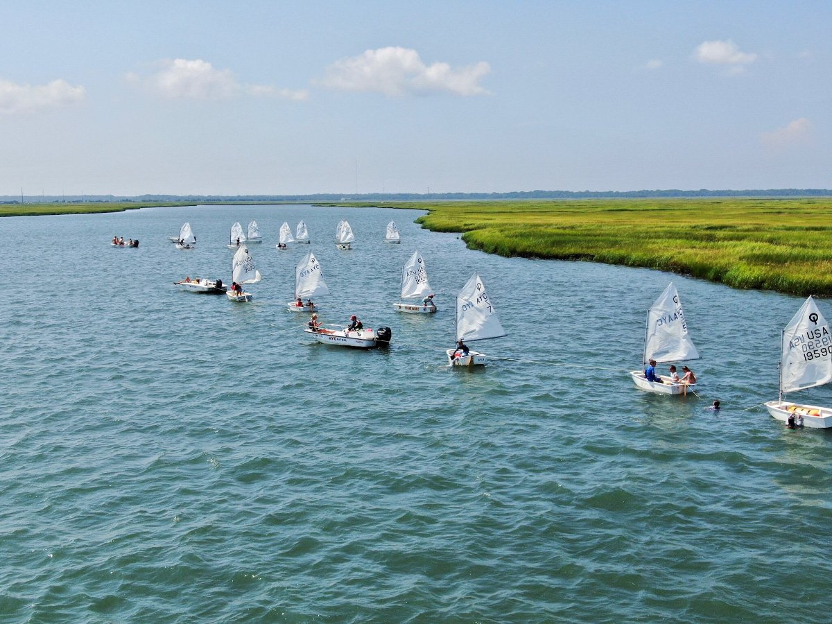 sailing-boats-on-river-with-marsh-JUNIOR-SAILING-Avalon-Yacht-Club